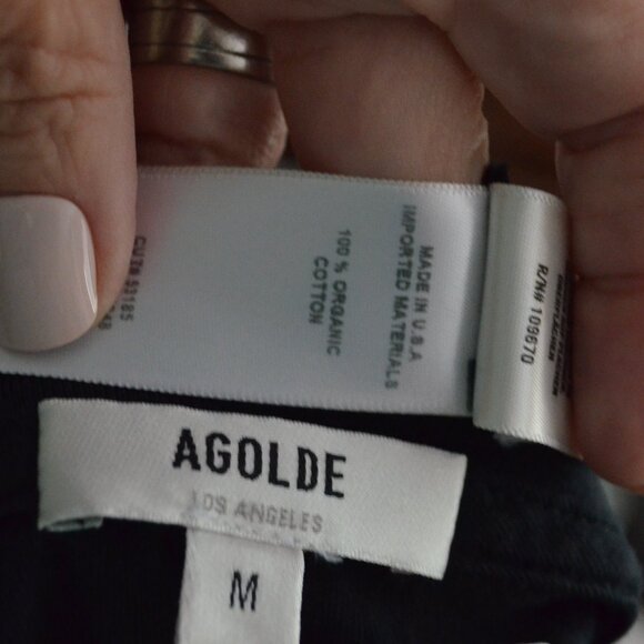 Sz M AGOLDE Black Cropped Short Sleeve Tee T-Shirt - Picture 5 of 5